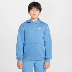 Boys' Grade School - Nike NSW Club LBR Fleece Hoodie  - Blue Beyond/White