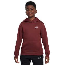Boys' Grade School - Nike NSW Club LBR Fleece Hoodie  - Dark Team Red/White