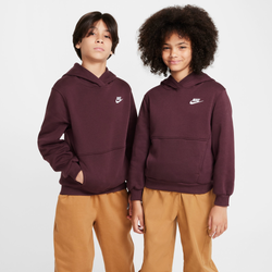 Boys' Grade School - Nike NSW Club LBR Fleece Hoodie - White/Burgundy