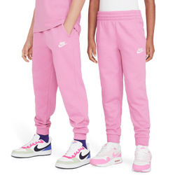 Boys' Grade School - Nike NSW Club LBR Fleece Joggers - Magic Flamingo/White