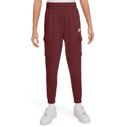 Boys' Grade School - Nike NSW Club Fleece LBR Cargo Pants  - Red/Red/White