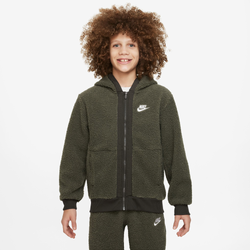 Boys' Grade School - Nike Club Fleece Full-Zip - White/Cargo Khaki/Brown Sequoia