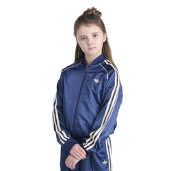 Girls' Grade School - adidas Superstar Satin Jacket  - Navy/White