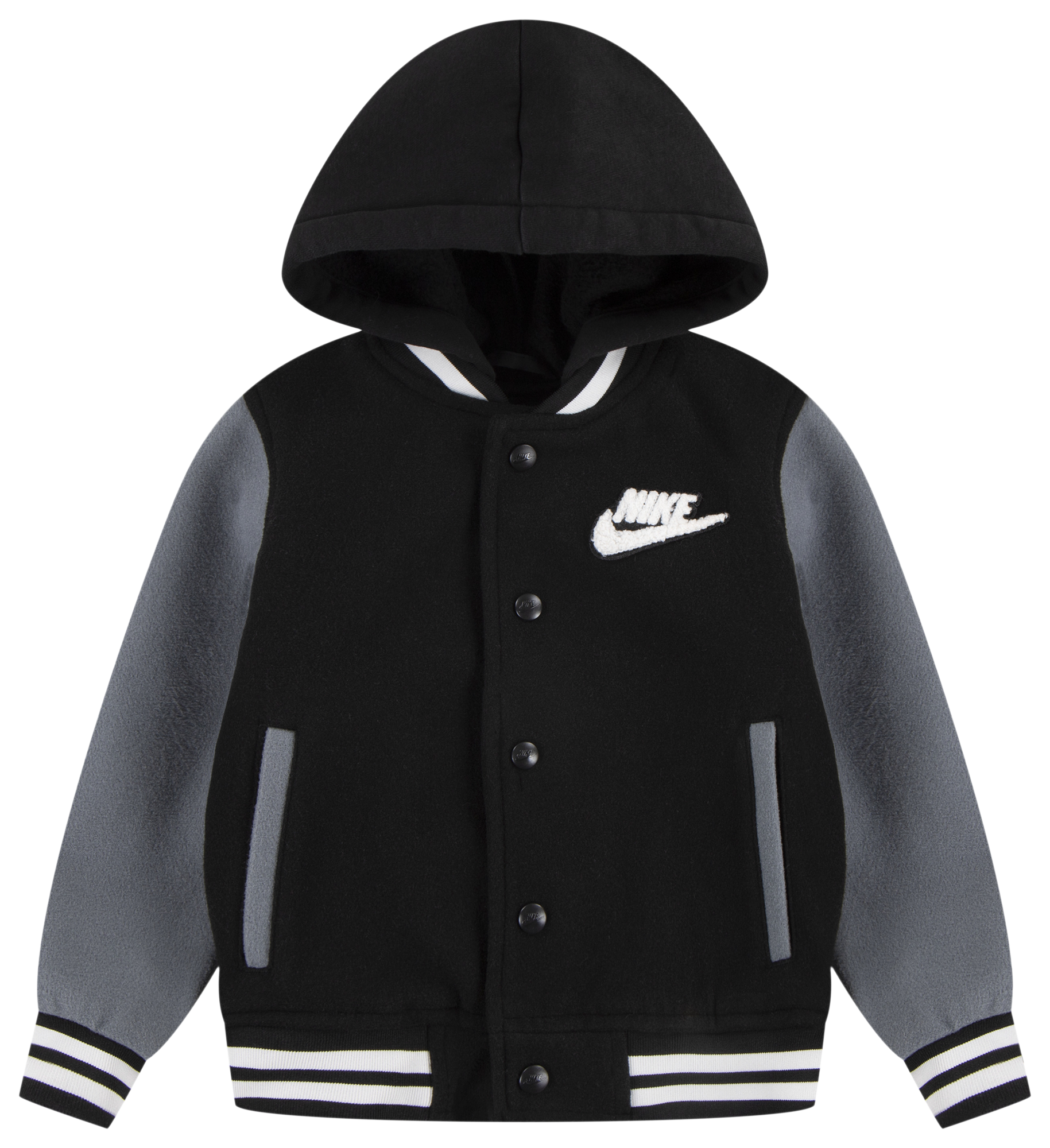 Nike Boys Hooded Varsity Jacket Boys Toddler Black Grey Size 4T