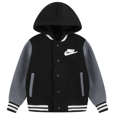 Nike Boys Hooded Varsity Jacket Boys Toddler Black Grey Size 4T