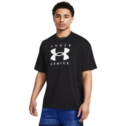 

Under Armour Mens Under Armour Heavyweight Oversized Branded Short Sleeve T-Shirt - Mens Black/White