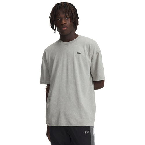 Under Armour Men's Heavyweight Oversized Logo Wash T-Shirt, Large, Titanium/White