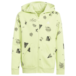 Boys' Grade School - adidas Brand Love Q3 Full Zip Hoodie - Volt/White