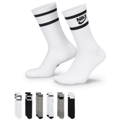 Adult - Nike GFX 6 Pack Crew Socks  - Black/Grey/White