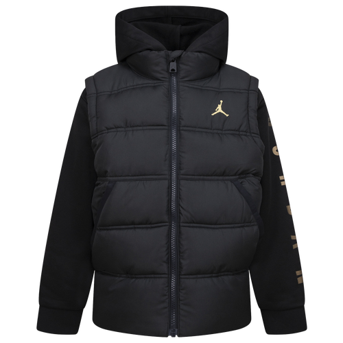 Jordan Boys 2 Fer Jacket Boys Preschool Black Gold Size 5