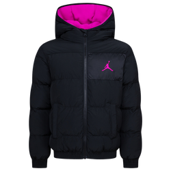 Boys' Grade School - Jordan Essential Midweight Puffer Jacket  - Black/Pink