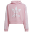 adidas Cropped Hoodie - Girls' Grade School Pink/White