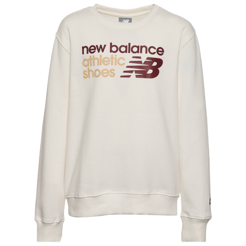 Boys New Balance Crew Sweater - Boys' Grade School White/Red Size L