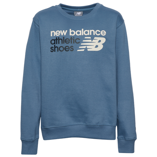Boys New Balance Crew Sweater - Boys' Grade School Blue/White Size M
