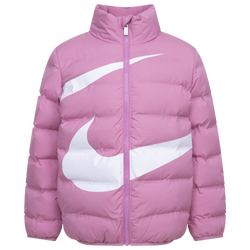 Girls' Preschool - Nike Wrap Swoosh Debossed Quilt Jacket  - White/Pink