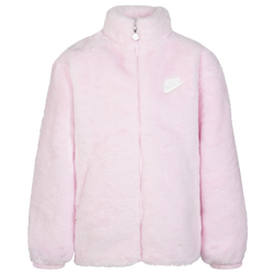 Girls' Preschool - Nike Faux Fur Jacket - Pink/White