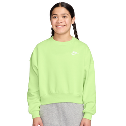 Girls' Grade School - Nike NSW Club Fleece LBR Boxy Crew  - Light Liquid Lime