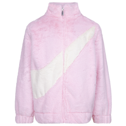 Girls' Toddler - Nike Swoosh Faux Fur Jacket  - Pink/White