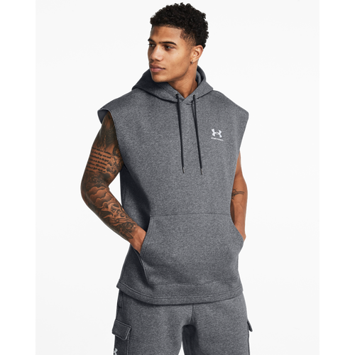 

Under Armour Mens Under Armour Icon Fleece Sleeveless Hoodie - Mens Pitch Grey/White Size XL