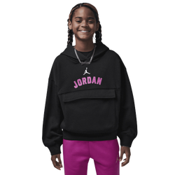 Girls' Grade School - Jordan Y2K Pullover Hoodie - Black/White