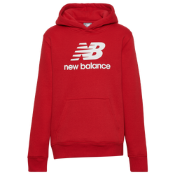 Boys' Grade School - New Balance Stacked Logo Hoodie - Team Red/White