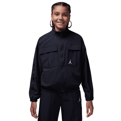 Jordan Girls Jumpman Woven Taping Jacket Girls Grade School White Black Size L