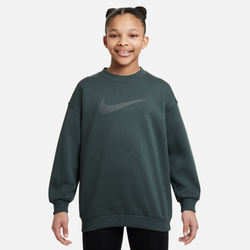 Girls' Grade School - Nike Club Fleece OS Crew - Green/Silver