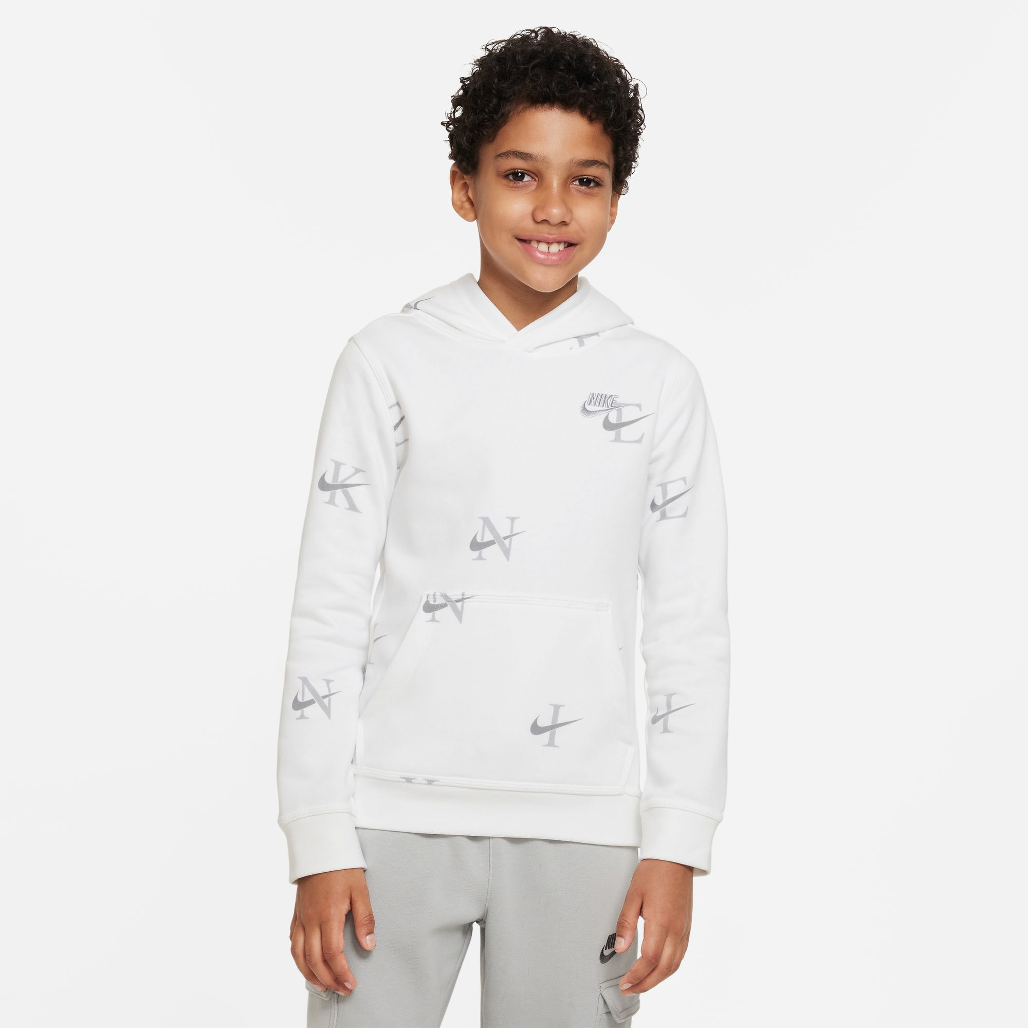 Boys white nike hoodie sale