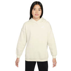 Girls' Grade School - Nike NSW Club Fleece Oversized PO Hoodie  - Soft Pearl/Soft Pearl