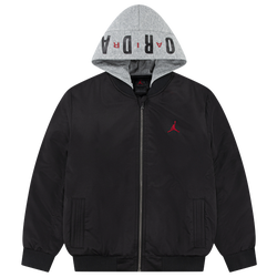 Boys' Grade School - Jordan Big Logo Hooded Bomber Jacket  - Black/White
