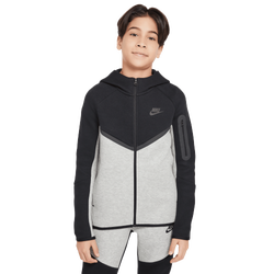 Boys' Grade School - Nike Tech Fleece Full-Zip  - Dark Grey Heather/Black