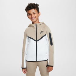 Boys' Grade School - Nike Tech Fleece Full-Zip - Beige/White