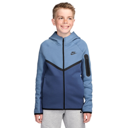 Boys' Grade School - Nike Tech Fleece Full-Zip  - Black/Mystic Navy/Work Blue