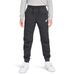Boys' Grade School - Nike Tech Fleece Pants  - Black/Anthracite/Volt
