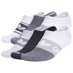 Women's - adidas Originals Superlite Statement 6 Pack No Show Socks  - White/Onix Grey/Black