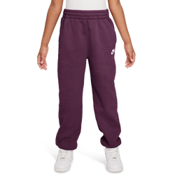 Girls' Grade School - Nike NSW Club LBR Oversized Fleece Pants  - Bordeaux/White