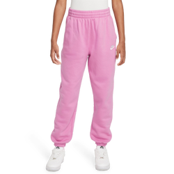 Girls' Grade School - Nike NSW Club LBR Oversized Fleece Pants - White/Magic Flamingo