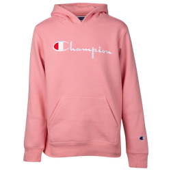 Boys' Grade School - Champion Script Hoodie - Pink/White