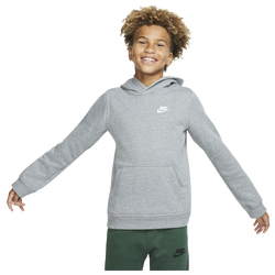 Boys' Grade School - Nike Club Pullover Hoodie  - Carbon Heather/White