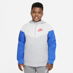 Boys' Grade School - Nike Windrunner Jacket - Gray Fog/Summit White/Laser Blue