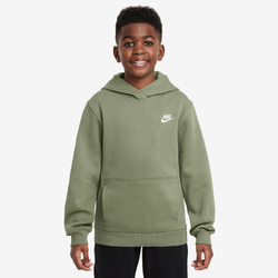 Boys' Grade School - Nike NSW Club HBR Fleece Hoodie - Oil Green/White