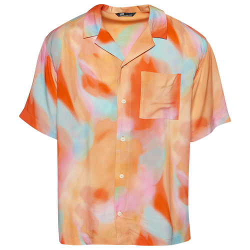 

LCKR Mens LCKR Camp Shirt - Mens Orange/Multi Size XL