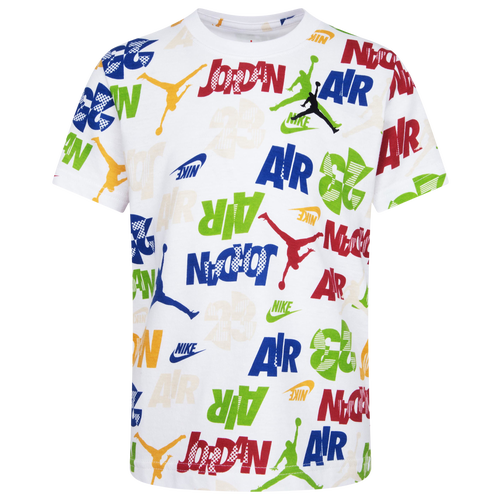 

Boys Preschool Jordan Jordan Messy Room AOP Short Sleeve T-Shirt - Boys' Preschool White/Red Size 4