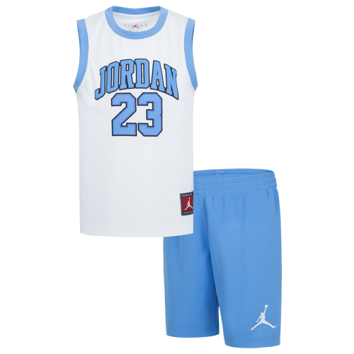 

Boys Preschool Jordan Jordan 23 Jersey Set - Boys' Preschool White/Carolina Size 6