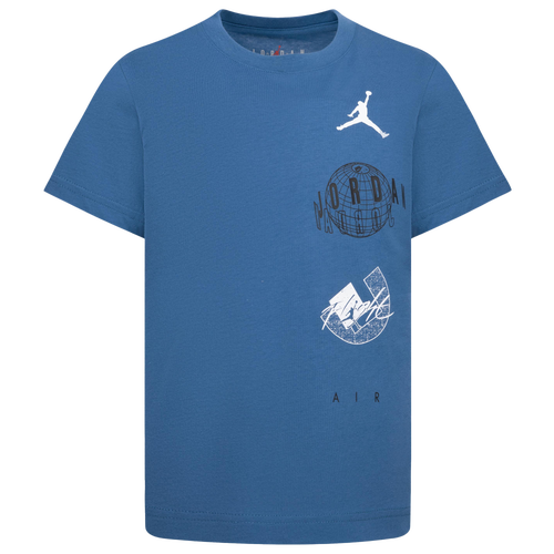 

Boys Preschool Jordan Jordan Air Globe Short Sleeve T-Shirt - Boys' Preschool Blue/White Size 4