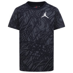 Boys' Preschool - Jordan Net Flight AOP Short Sleeve T-Shirt - Black/Grey