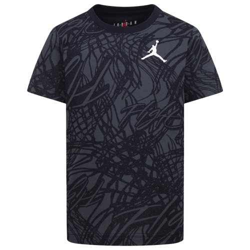 

Boys Preschool Jordan Jordan Net Flight AOP Short Sleeve T-Shirt - Boys' Preschool Black/Grey Size 7