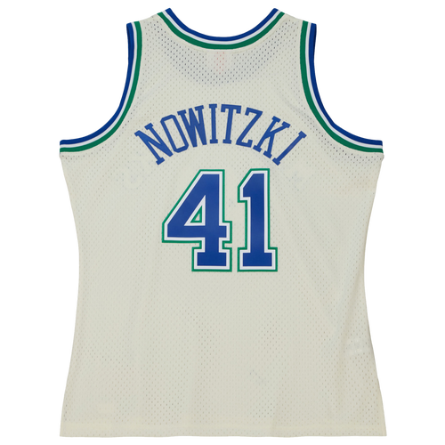 

Mitchell & Ness Mens Dirk Nowitzki Mitchell & Ness Mavericks Cream Jersey - Mens Off White/White/White Size XXL