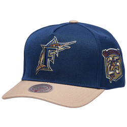 Adult - Mitchell & Ness Marlins Navy & Tan Pro Pinch Cap - Navy/Tan