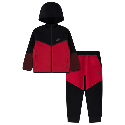 Boys Preschool Nike Tech Fleece Full Zip Set - Boys' Preschool Tough Red/Black Size 5